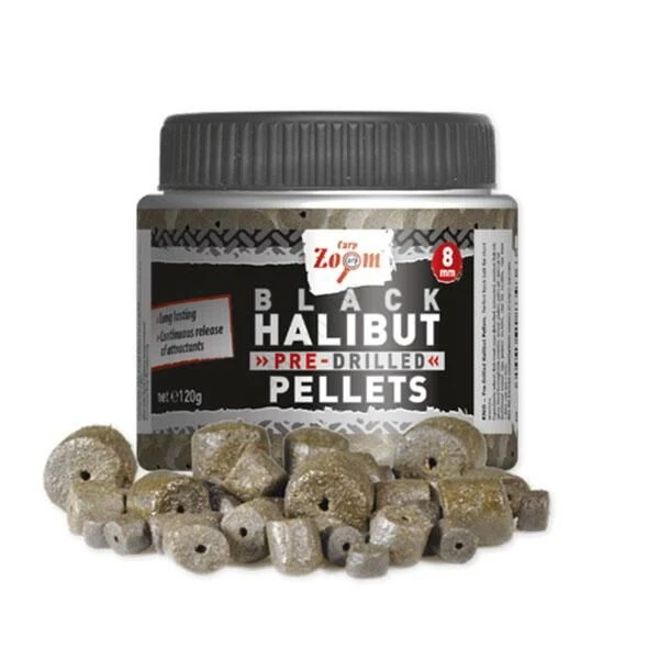 Carp Zoom Pre-Drilled Black Haibut Pellets 120gr